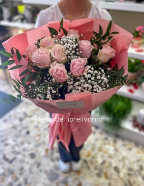 Rose colore rosa da comporre in mazzo per numero di steli.